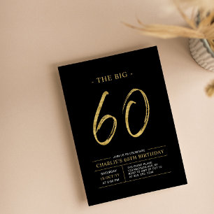 Big Sixty Gold & Schwarz 60. Geburtstagsfeier Einladung