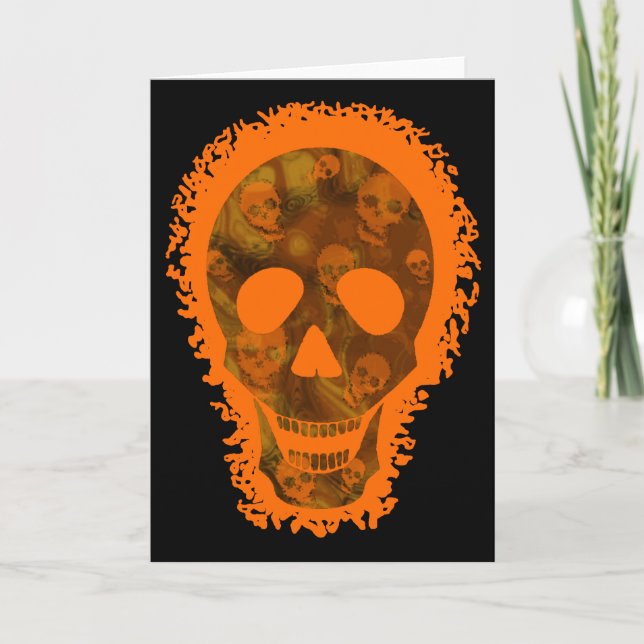 Big Skull Orange Grüße Karte (Vorderseite)