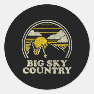 Big Sky Country Montana T-Shirt Vintage Wandern Mo Runder Aufkleber