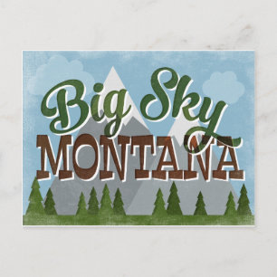 Big Sky Montana Fun Retro Snowy Mountains Postkarte
