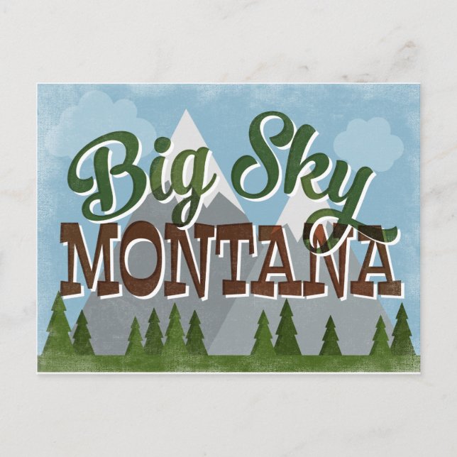 Big Sky Montana Fun Retro Snowy Mountains Postkarte (Vorderseite)