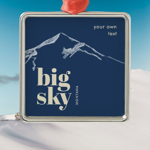 Big Sky Montana gekritzeltes Bergabzeichen Ornament Aus Metall
