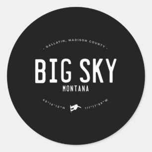 Big Sky Montana Grafik erschüttert Vintage Snowboa Runder Aufkleber