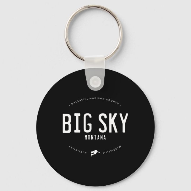 Big Sky Montana Grafik erschüttert Vintage Snowboa Schlüsselanhänger (Vorderseite)