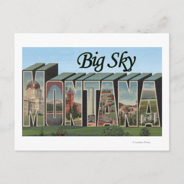 Big Sky, Montana - Große Briefmarkenszenen Postkarte (Vorderseite)