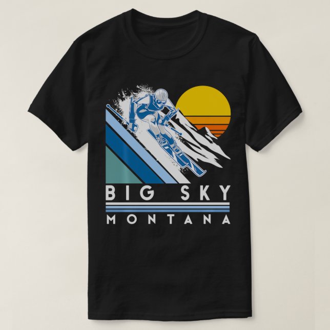 Big Sky Montana Retro Ski T-Shirt (Design vorne)