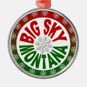 Big Sky Montana Rote grüne Schneeflocke Ornament Aus Metall