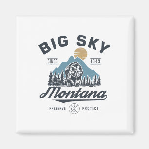 Big - Sky Montana Schnee Skifahren Trendige Retro Magnet