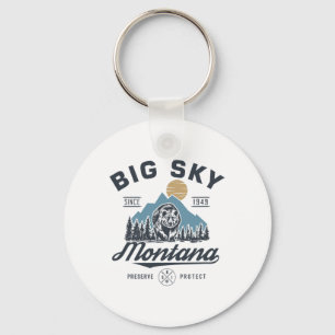 Big - Sky Montana Schnee Skifahren Trendige Retro  Schlüsselanhänger