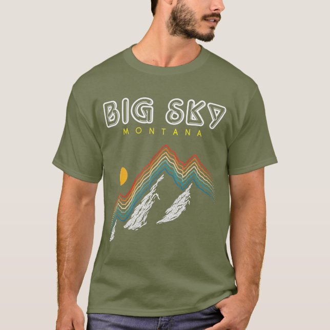 Big Sky Montana Ski Resort 1980er Retro T-Shirt (Vorderseite)