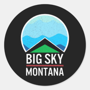 Big Sky Montana Ski Snowboarden Skilaufen Schnee Runder Aufkleber