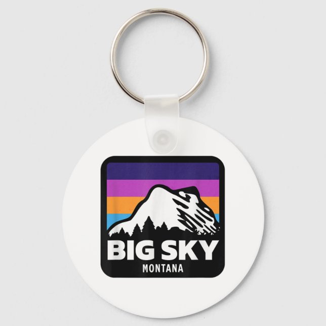 Big Sky Montana Skifahren Snowboarden Familie Ski  Schlüsselanhänger (Vorderseite)