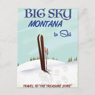 Big Sky, Montana-Skitourenplakat Postkarte
