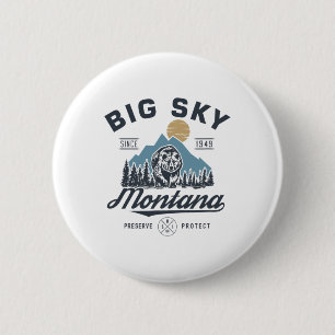 Big - Sky Montana Snow Skifahren Trendy Retro Lodg Button