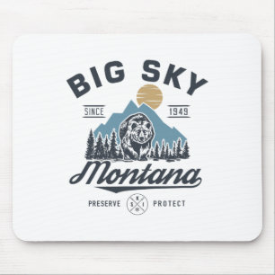 Big - Sky Montana Snow Skifahren Trendy Retro Lodg Mousepad