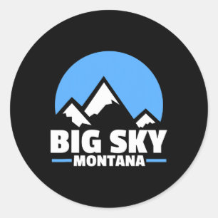 Big Sky Montana Snowboarden Runder Aufkleber