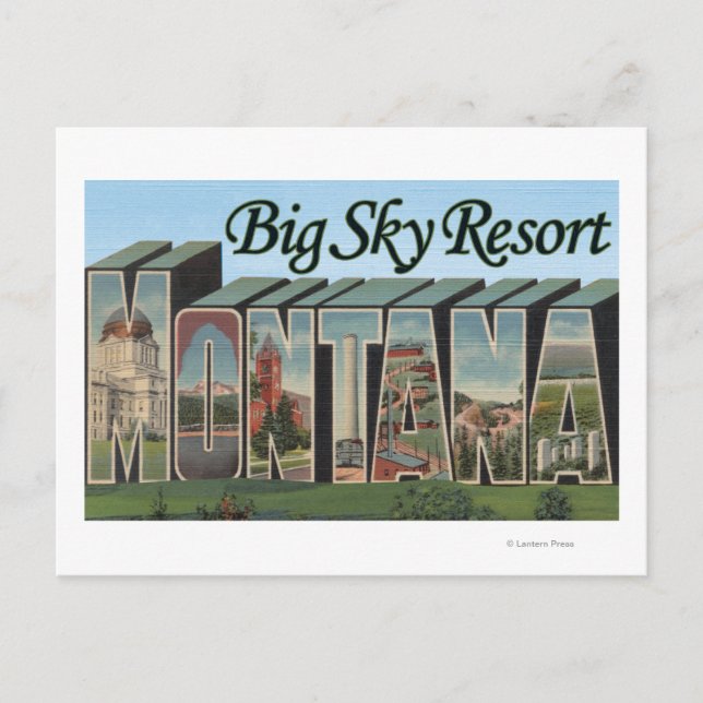 Big Sky Resort, Montana - Große Briefmarkenszenen Postkarte (Vorderseite)
