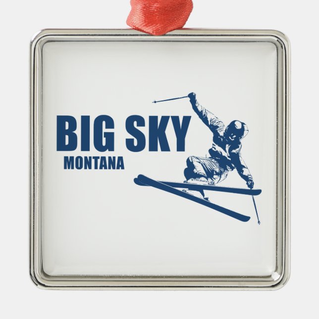 Big Sky Resort Montana Skier Ornament Aus Metall (Vorne)