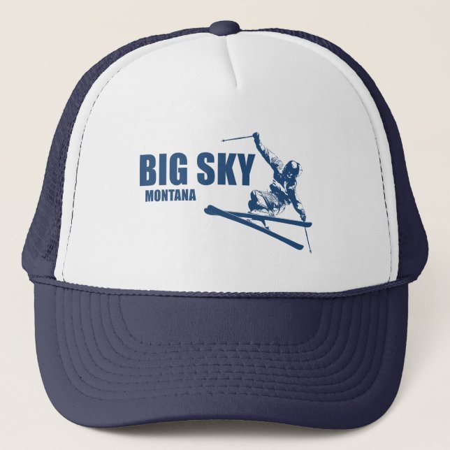 Big Sky Resort Montana Skier Truckerkappe (Vorderseite)