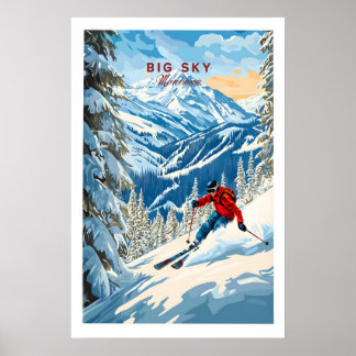 Big Sky Ski Print 1 Poster