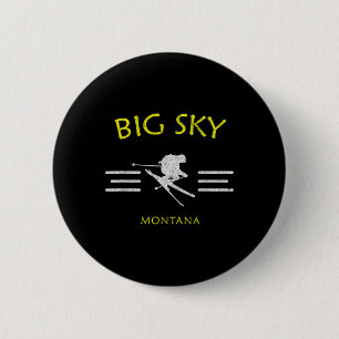 Big Sky Skifahren Montana Ski-T-Shirt Button