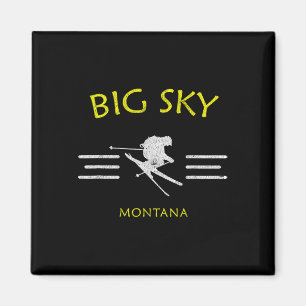 Big Sky Skifahren Montana Ski-T-Shirt Magnet