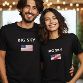 Big Sky USA American Flag Dark Color T-Shirt