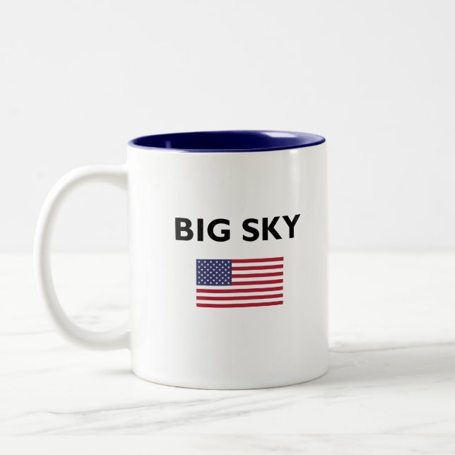 Big Sky USA American Flag Light Color Zweifarbige Tasse (Links)