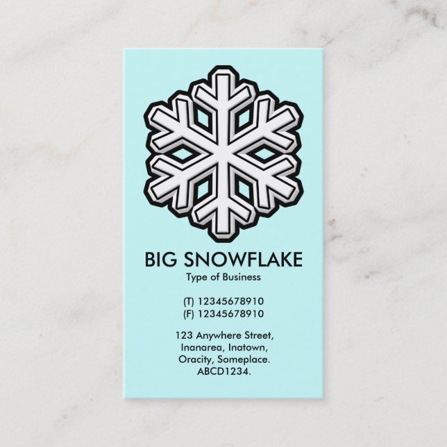 Big Snowflake - Blass (CCFFFF) Visitenkarte (Vorderseite)
