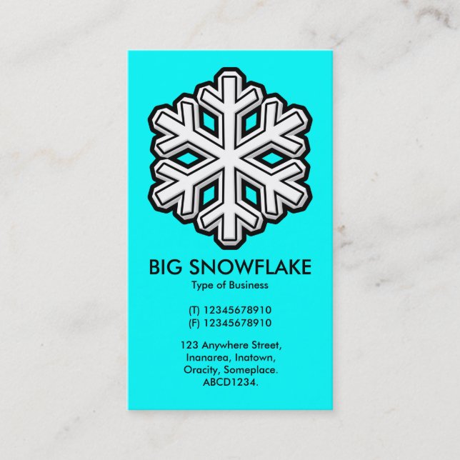 Big Snowflake - Cyan (00FFFF) Visitenkarte (Vorderseite)