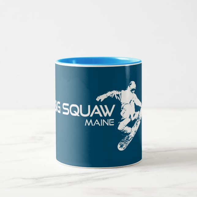 Big Squaw Maine Snowboarder Zweifarbige Tasse (Mittel)