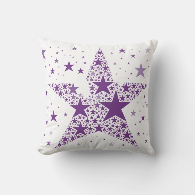Big Star aus kleinen Sternen in Violet Lila Kissen (Vorderseite)