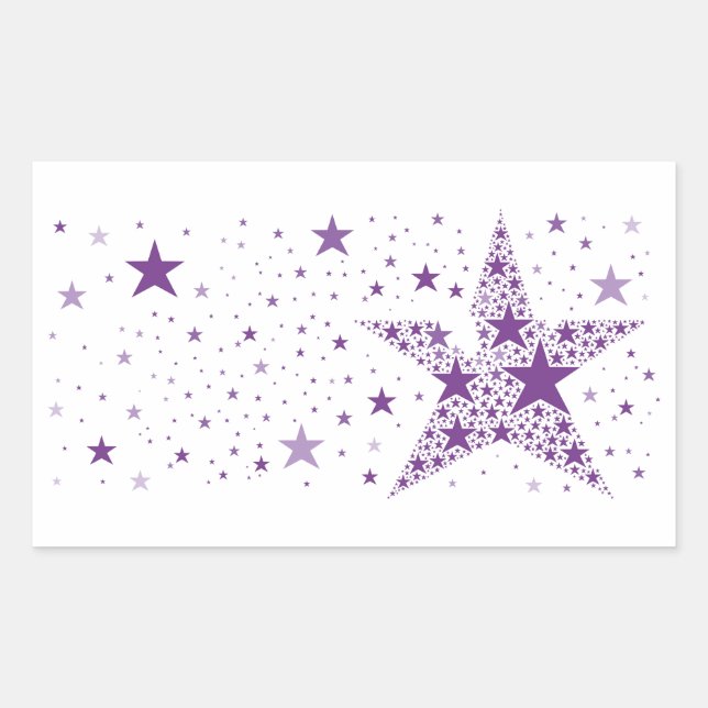 Big Star aus kleinen Sternen in Violet Lila Rechteckiger Aufkleber (Vorderseite)