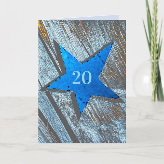 Big star birthday card SET ANY YEAR bright blue Karte (Vorderseite)