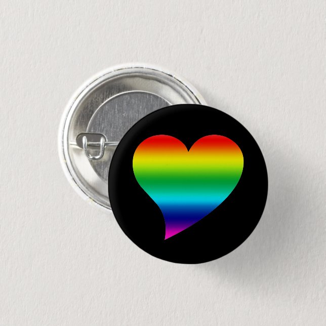 Big Stolz Lgbtq Regenbogenfarben Herz, Liebe, schw Button (Vorne & Hinten)