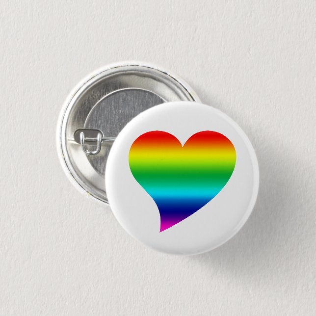 Big Stolz Lgbtq Regenbogenfarben Herz, Liebe, Weiß Button (Vorne & Hinten)