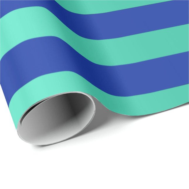 Big Stripes Lines Indigo Cobalt Blue Water Geschenkpapier (Rolleneckpunkt)