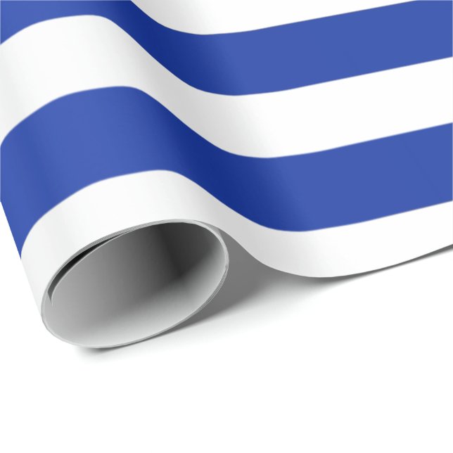 Big Stripes Saint Tropes Cobalt Indigo White Blue Geschenkpapier (Rolleneckpunkt)