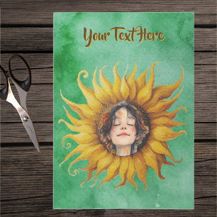 Big Sunflower Kinder sehen Wasserfarbe Grün aus Seidenpapier