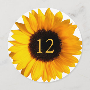 Big Sunflower Round Wedding Tischnummer Card