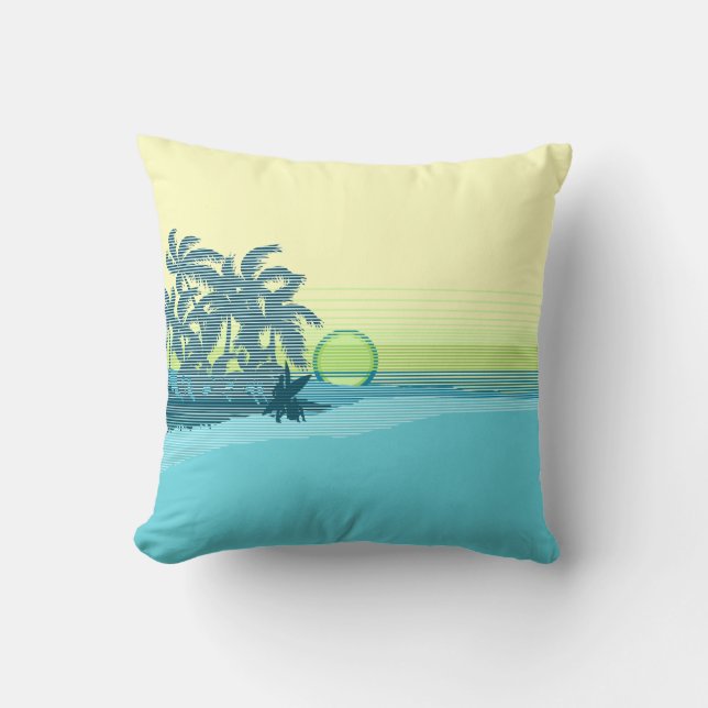 Big Sunset Hawaiian Reversible Square Kissen (Vorderseite)