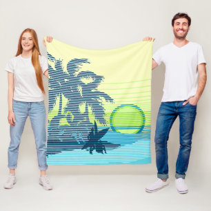 Big Sunset Strip Hawaiian Surfer Aquamarin Fleecedecke