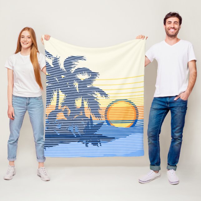 Big Sunset Strip Hawaiian Surfer Blau Fleecedecke (Beispiel)