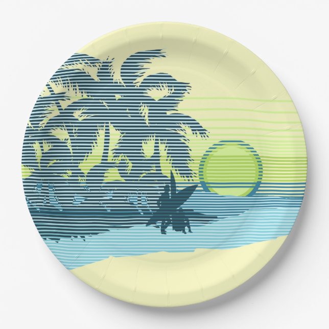 Big Sunset Strip Hawaiian Surfer Pappteller (Vorderseite)