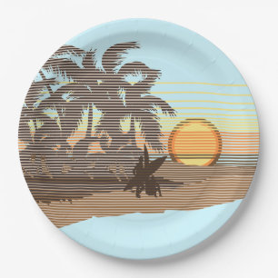 Big Sunset Strip Hawaiian Surfer Pappteller