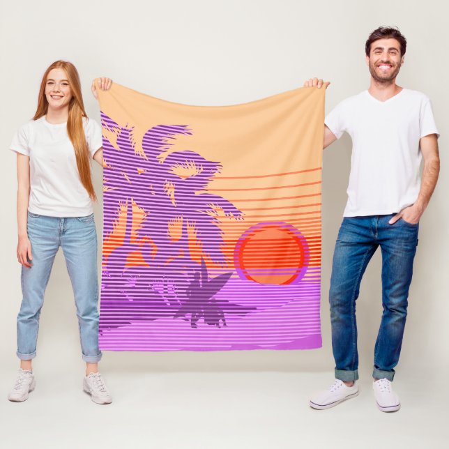 Big Sunset Strip Hawaiian Surfers Violet Fleecedecke (Beispiel)