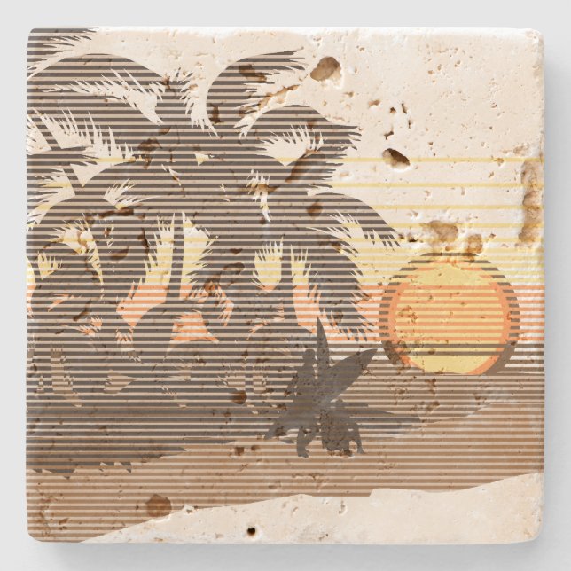 Big Sunset Stripe Hawaiian Tiki Bar Untersetzer (Vorderseite)