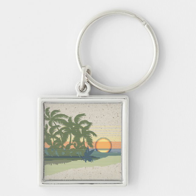 Big Sunset Vintag Hawaii Keyrings Schlüsselanhänger (Vorne)