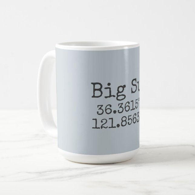 Big Sur Breite & Länge Kaffeetasse (Vorderseite Links)