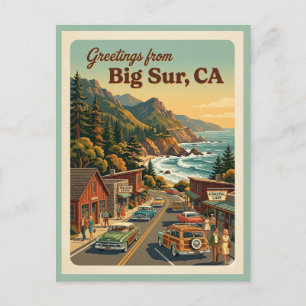 Big Sur CA Grüße Retro Küstenstraße Postkarte